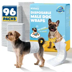 96-Pack Male Dog Diapers, Disposable Pet Belly Bands, Small Size S, Leak-Proof Dog Wraps