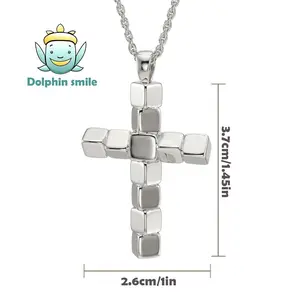 925 Silver Cross Necklace Cuban Link Chain