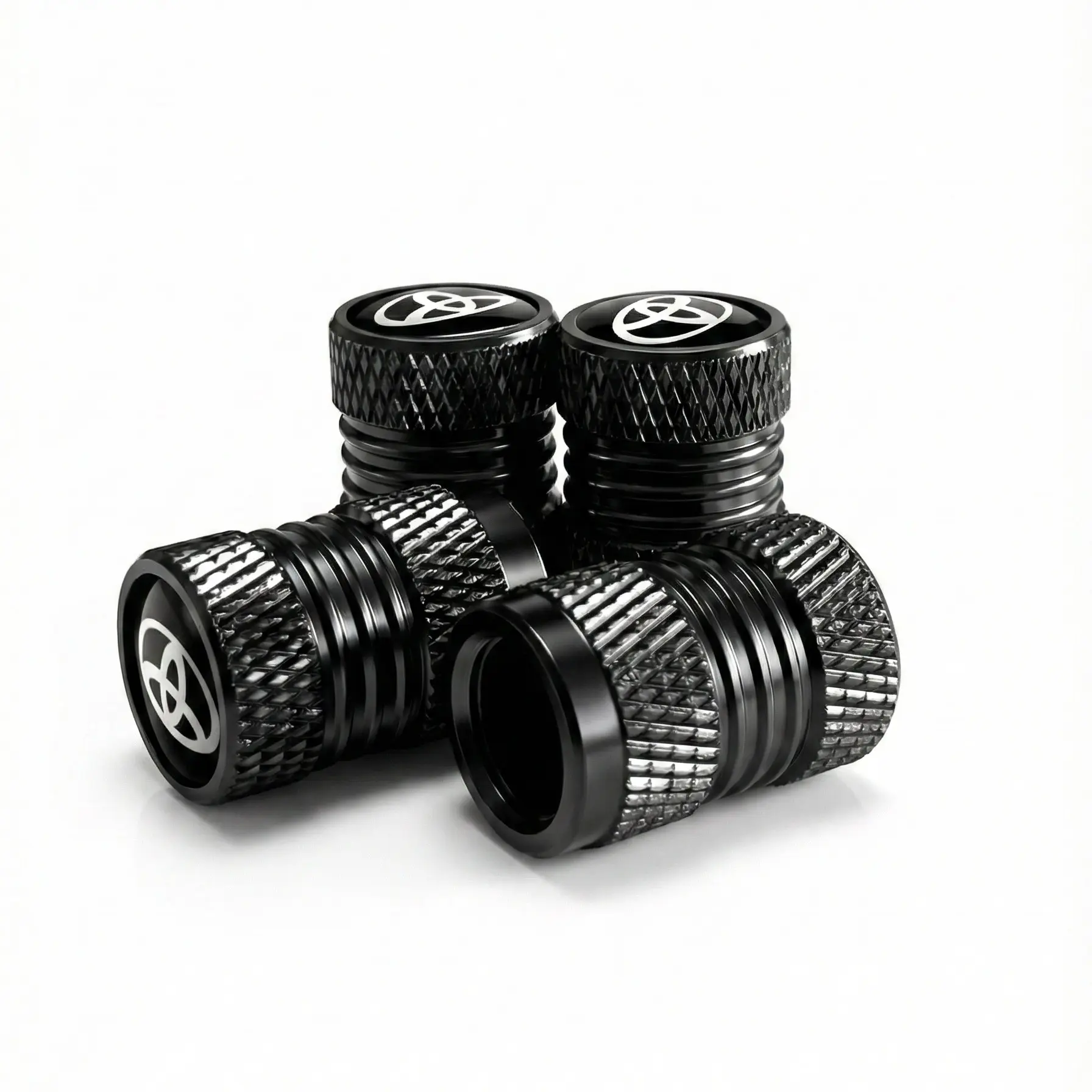4PCS Aluminum Alloy Wheel Valve Caps for Toyota, Durable Waterproof Dustproof Car Parts, Automotive Wheel Air Covers, Black Car Accessories