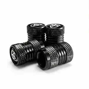 4PCS Aluminum Tire  Stem Caps for Toyoto– Durable Waterproof Dustproof Wheel Air  Covers, Car Accessories (Black) Rim Valve