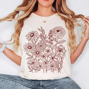Coquette Vintage Floral Bouquet Tee | Oversized Retro Wildflower Graphic Shirt