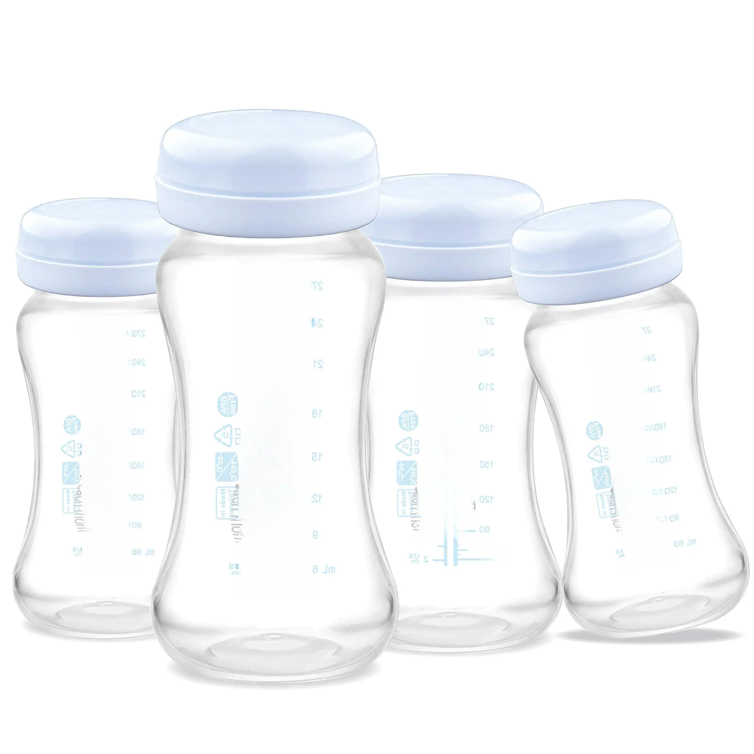 Wide-mouth Milk Storage Collection Bottle With Travel Cap And Sealing Ring ; Replacement To Spectra S1 S2 Avent Classic Bottles  Motif Luna Twist Ameda Mya Bottle; 4pc