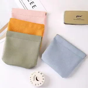 3PCS Makeup bag portable red pouch, on-the-Holiday Haulgo small storage bag with inner small compartment,mini bag with automatic closing spring clip