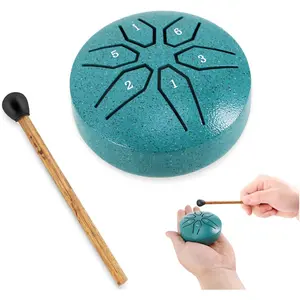 Mini Steel Tongue Drum  3 Inch 6 Notes Percussion Instrument Handpan Drum C Key with Mallets,Music Boxes