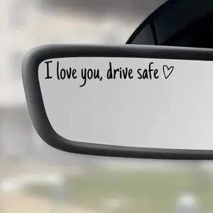 6-Piece Letter Pattern Car Mirror Stickers, I Love You Drive Safe Text, Vinyl Car Accessories, Universal Auto Decor Gift for Girlfriend Boyfriend Wife