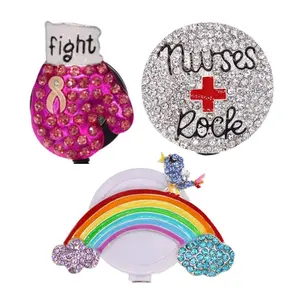 Cutieful Dazzle Badge Reel - Sparkling Breast Cancer Awareness Accessory for Professionals - Eye-Catching & Practical Design - Perfect for Daily Uniforms