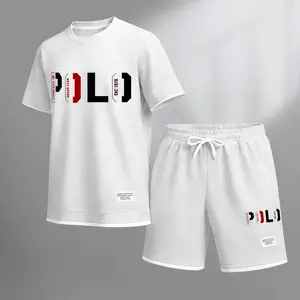 Men's Letter Graphic T-Shirt and Drawstring Shorts Set, Casual Summer Outfit, Lightweight Breathable Sportswear, Comfortable Two Piece Set for Street Travel Daily Wear