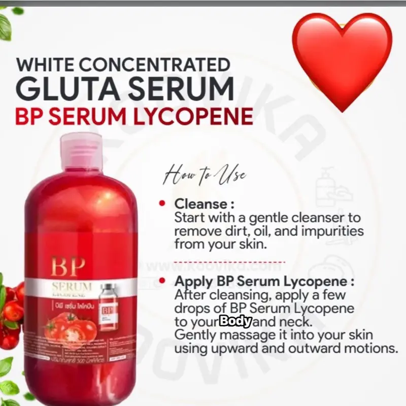 glutathione with lycopene BP Serum Lycopene Hydrating Face & Body Serum with Arbutin, Glutathione &  Collagen – 500ml