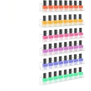 6-Pack  Shelves -  Polish Organizer Wall Mounted Shelves,  Polish Rack with Removable Anti-Slip End Inserts,  Polish Holder for Bottles  Polish Display & Storage Shelf
