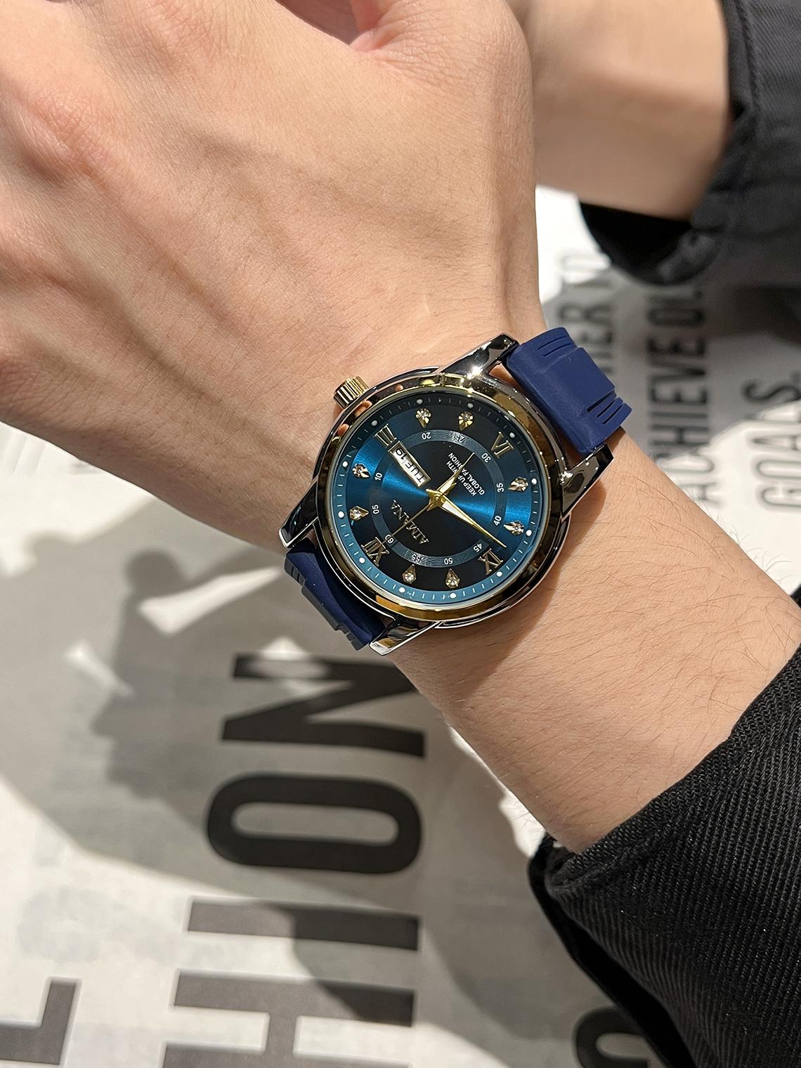 Men's Luxury Business Quartz Watch - Waterproof Luminous Date Display with Premium Silicone Strap, Stylish Sport Wristwatch