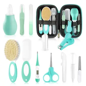 Baby Healthcare and Grooming Kit with Nail Clippers, Scissors, Infant Grooming Kit for Newborns (13 in 1, Green)