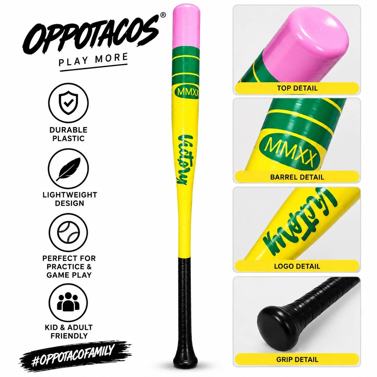 28" Handmade Plastic Pencil Bat – Lightweight Wiffle Ball Bat for Backyard Baseball & Training