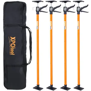Adjustable Steel Support Pole 4-Pack - 45-114 in Dual Adjustment Steel Rod, 3rd Hand Support System for Jacks, Drywall, Includes Carry On Bag