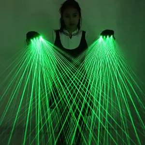 2 in 1 Multi-Line Green Laser Gloves LED Lazer Mitten Ray Gloves Rave LED Flash Finger Palm Light Dress Up LED Robot Suit