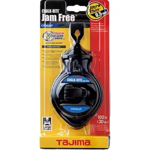 TAJIMA Chalk Line - Chalk-Rite Jam Free Chalk Box with Ultra Thin 0.5mm Snap Line & Five Gear Quick Retrieval - CR302JF