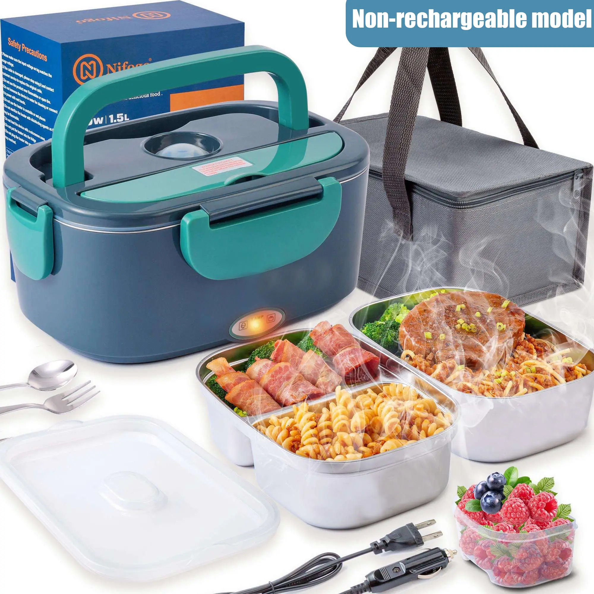 Electric Lunch Box,Portable Food Warmer for Cars,Trucks,Home Work Adult Food Warmer,Leak Proof,80W Fast Heating,110V/12V/24V