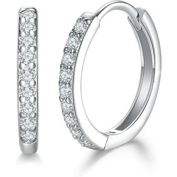 S925 Sterling Silver Hoop Earrings, 12mm Hypoallergenic Huggie Small for Women Girls, Sleepers Hoop Earrings