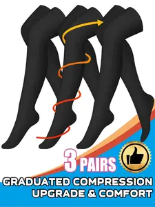 Knee-Thigh High Compression Stockings, 15-20mmhg Support, Sports & Recovery Gear, Unisex Design, All Season Use, Tight-Fit Compression Socks