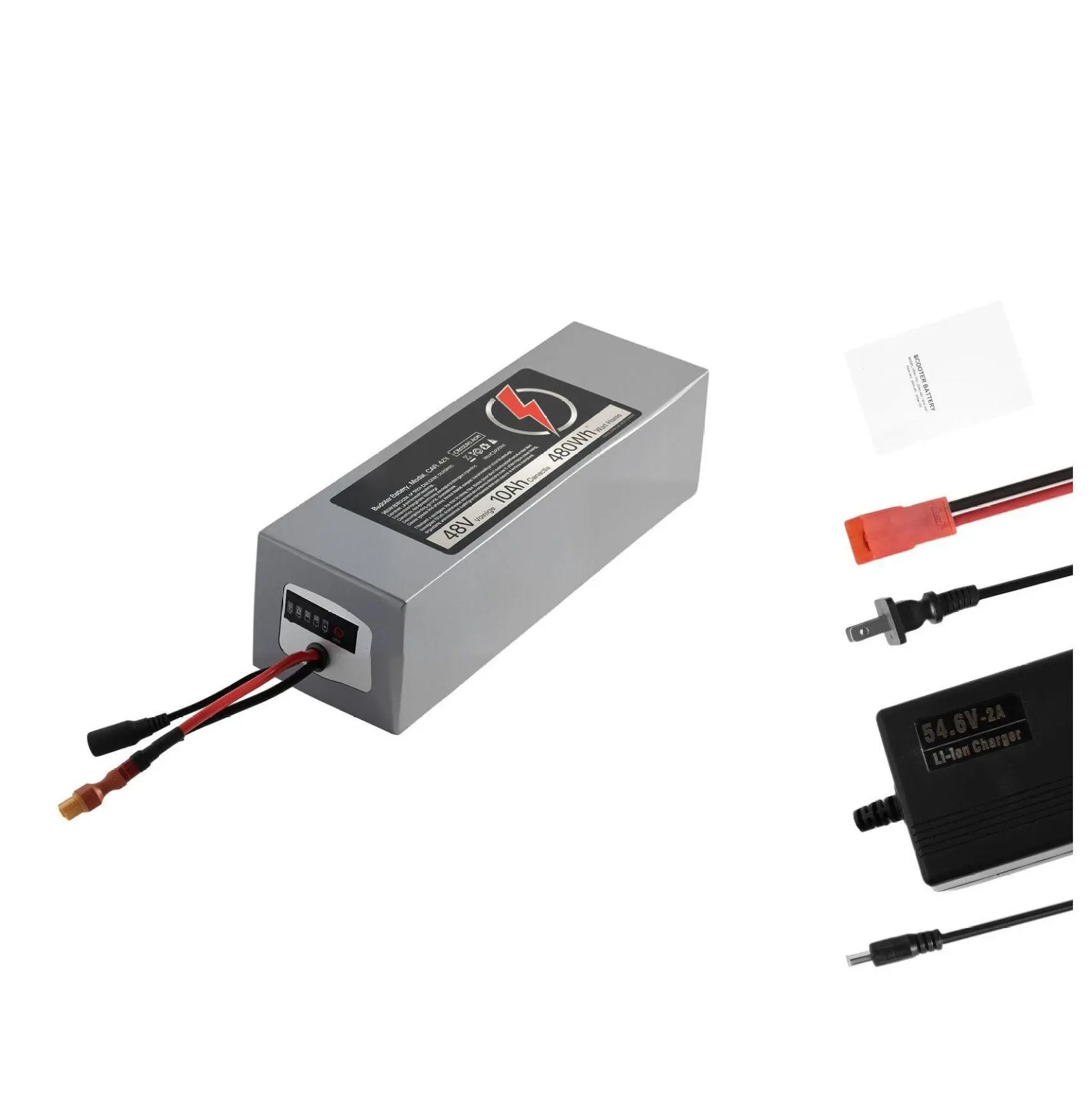 48V 10Ah Electric Scooter Battery, Lithium Ebike Battery Pack with 30A BMS & Charger, Compatible with 2400W Motors, for Electric Bikes & Scooters 48 V