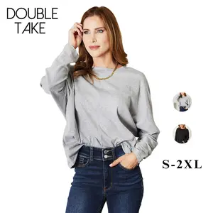 Double Take Seam Detail Round Neck Long Sleeve Top Basic Womenswear Style