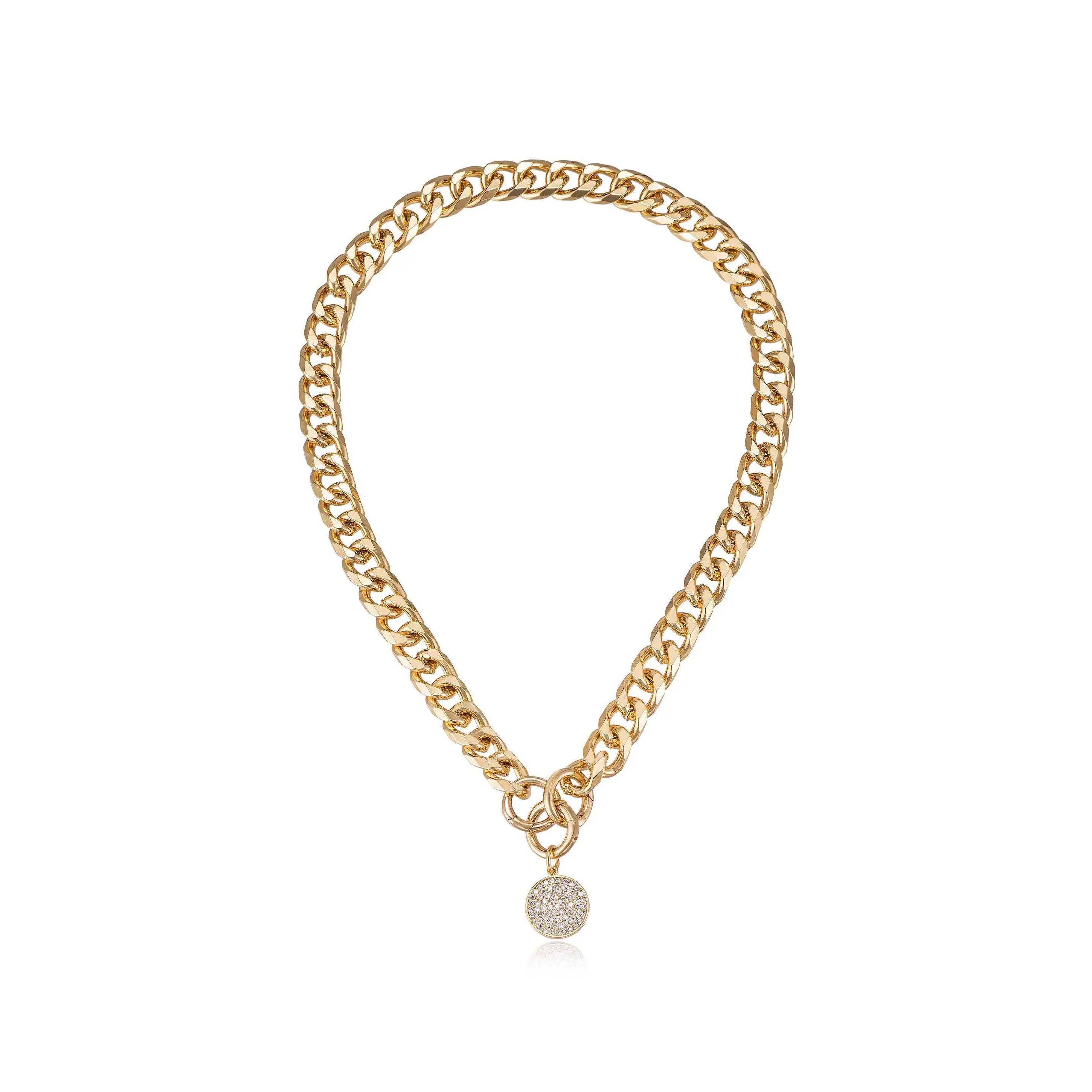 Ettika Crystal Disc Charm and Chain Necklace with Simple Design and Elegant Chain Ettika Crystal Disc Charm and Chain Necklace with Simple Design and Elegant Chain