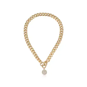 Ettika Crystal Disc Charm and Chain Necklace with Simple Design and Elegant Chain