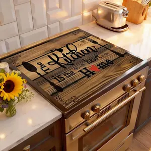 Soft Electric Stove Cover Cook Top Panel Range Burner Protector Pad, Stove Plate, Farm Wood Grain Design, Scratch Resistant, Easy Clean, Kitchen Counter Cover, Mother's Day Gift