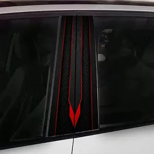 2pc Honeycomb Texture B Pillar Car Sticker, Line V Shape Design, Waterproof Car Decoration for Sedan Suv Mpv