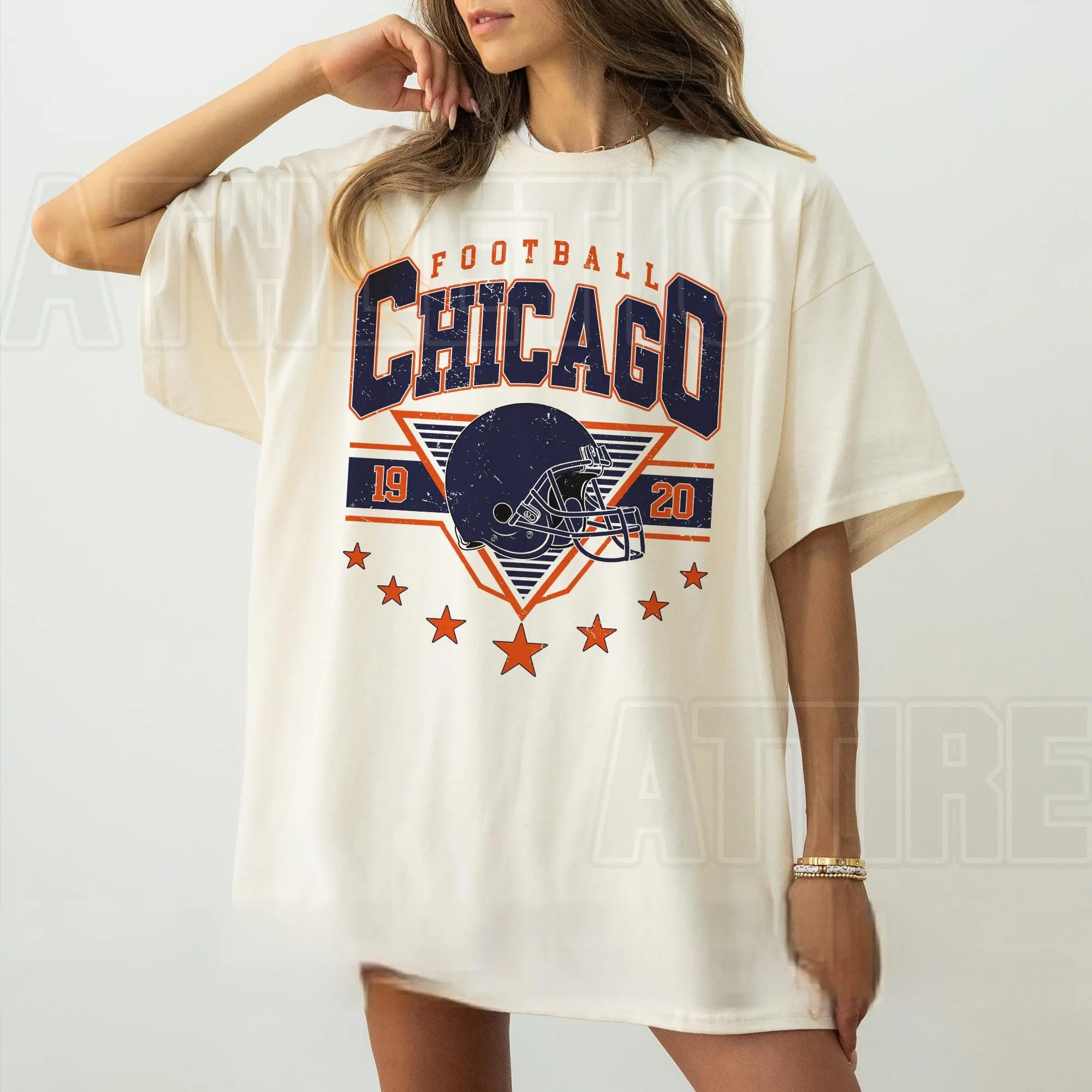 Comfort Colors Chicago Football Vintage T-Shirt, Retro Chicago Bear Football T-Shirt, Chicago Bear Fan Gift, Sunday Football T-Shirt, Game Day Gift For Football Fans