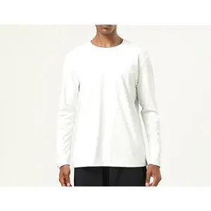 Men's Sports Long Sleeve Autumn Winter Crew Neck T-Shirt High Elasticity Bare Feel Running Thumb Loop Fitness Training Shirt