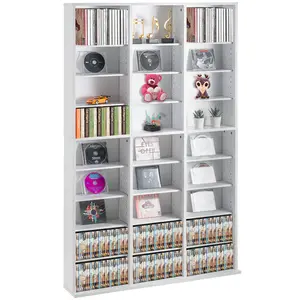 【Summervibes】VEVOR Media Storage Cabinet, 9-layer DVD Shelf Holds up to 756 CDs, Adjustable CD Shelves 27 Compartments, Protects & Organizes Music, Movie, Video Games or Memorabilia Collections,White