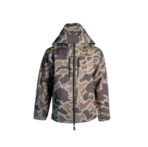 AFW OSC Lightweight Rain Jacket with Hood, Front Pocket, and Adjustable Cuffs, Camouflage Pattern Womenswear Breathable