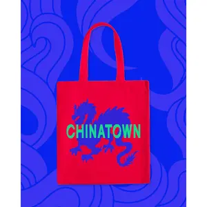 Chinatown Dragon Tote Bag, Red