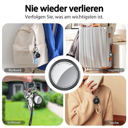 Summervibes Air Tags 4er Pack Schwarz, Smart Key Finder Kompatibel mit Apple Wo ist? APP (iOS NUR), Airtag für Schlüssel/Taschen, Koffer-Tracker mit Austauschbarer Batterien, Kleine Elektronik Tracker