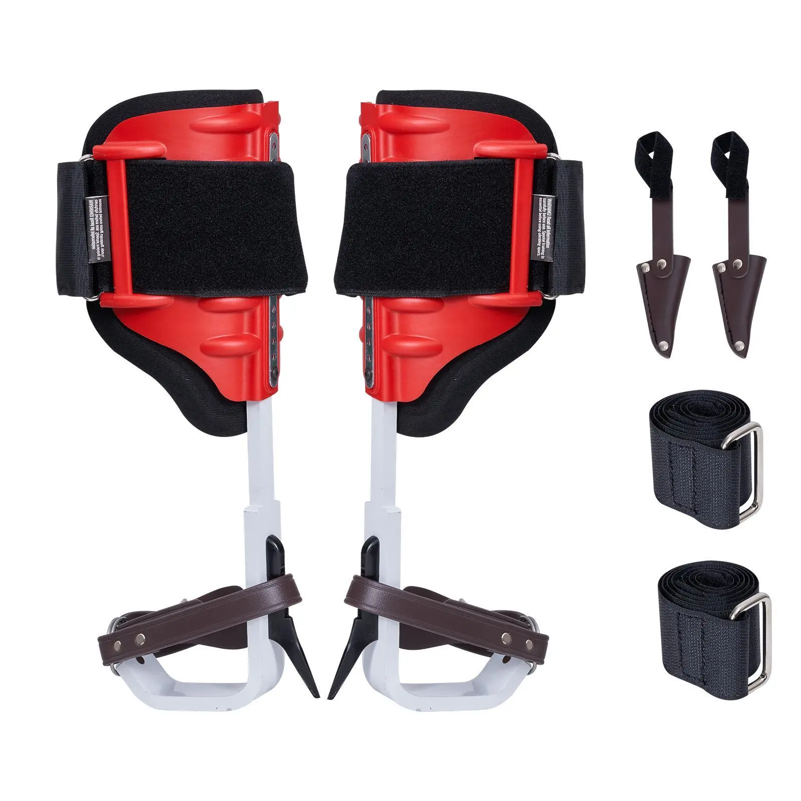 VEVOR Tree Climbing Spikes, 1 Pair Nylon-Strapped Corrosion-Resistant Aluminum Spurs with Forged Steel Spikes, TPU Abrasion-Resist, EVA Shock Pad, 350 lbs Load Capacity, Easy-to-Use Arborist Gear for Climbers, Fruit Picking, Red#BackToSchool