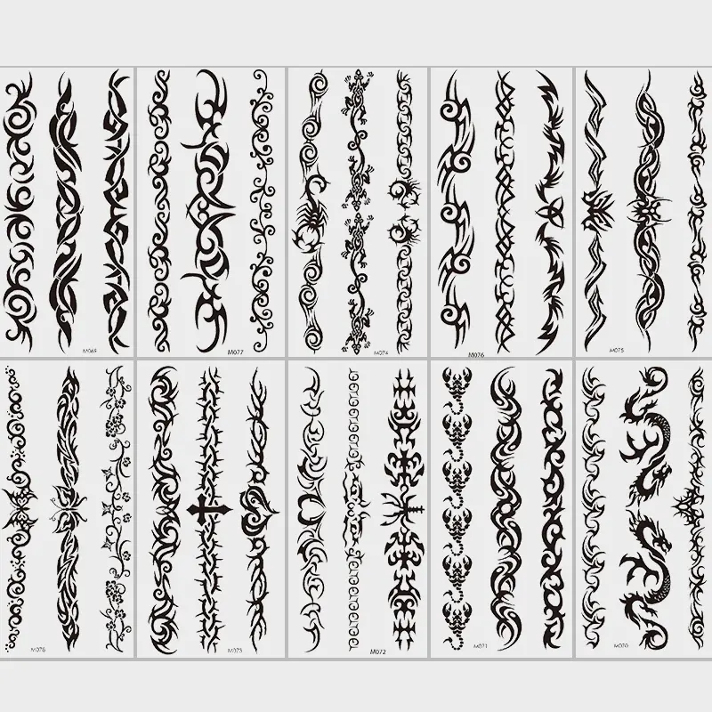 10 Pcs Tribal Totem Temporary Tattoo Stickers for Women, Waterproof Long-Lasting Body Art, Designs for Arms Legs Parties Events