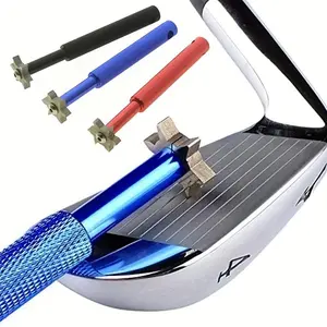 1pc Premium 6 Interchangeable Heads Golf Club Groove Sharpener And Cleaner Set With Protective Pouch - Improve Your Game