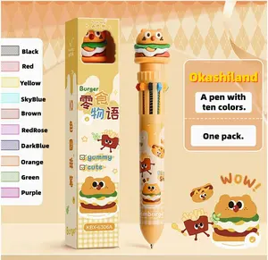 12-color push-button ballpoint pen, cartoon multi-colored pen, children’s activity journal pen, for taking notes, highlighting important points, and using colored pens. journaling