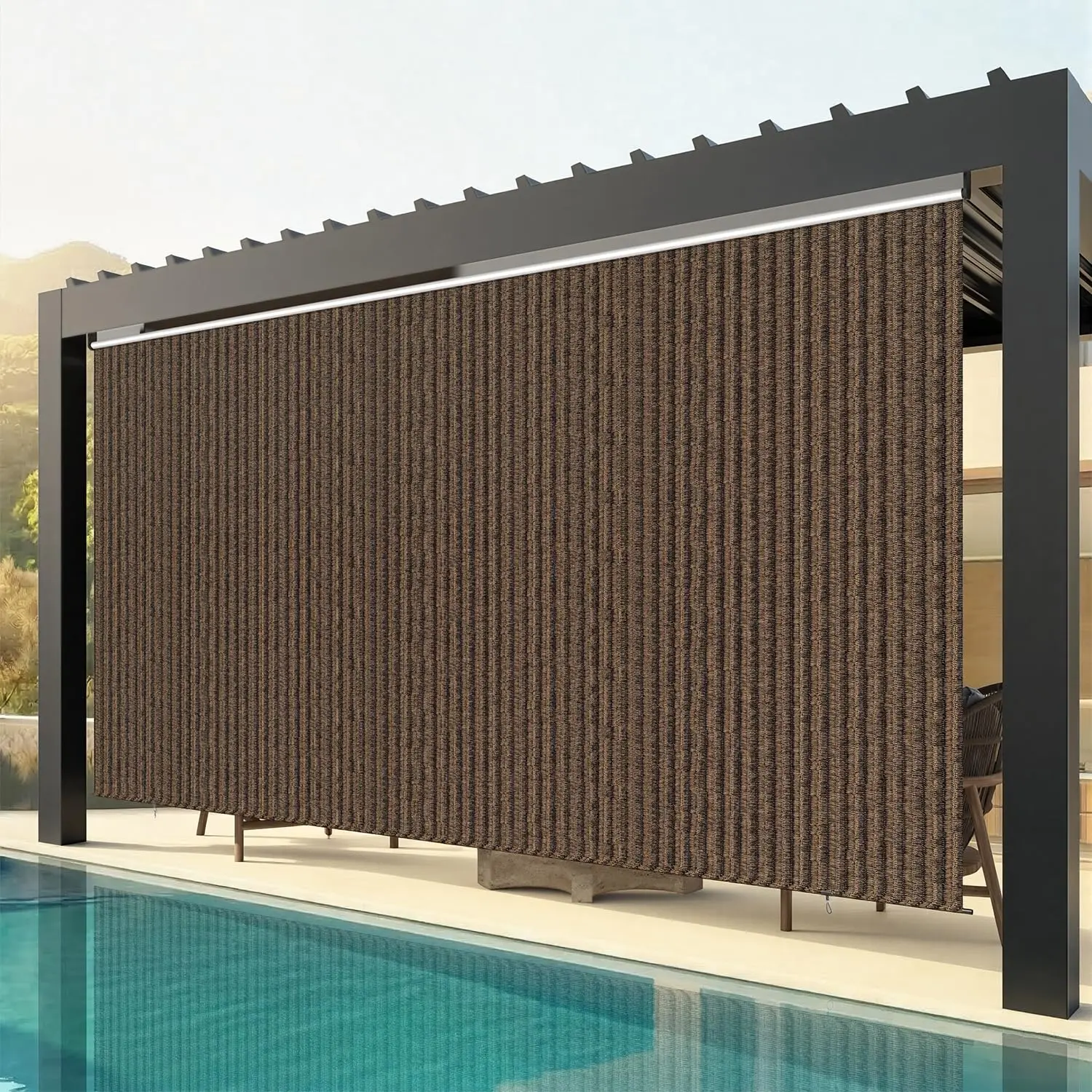 [Box shows Package Size, Not product size]YODOLLA Outdoor Roller Shade Patio Shades Roll up Outdoor,  99% UV Block, Fade-Resistant, Easy-Clean Fabric, 220GSM HDPE Exterior Cordless Outdoor Blinds for Pergola