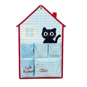 Cute House Storage Bag, Wall-Mounted Hanging Organizer, Door Back Storage, Dorm Room Bed Head, Bedroom Fabric Bag, Wall Suspension Pocket