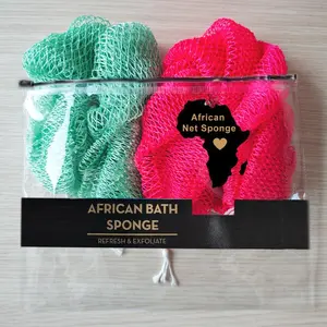 2PCS Authentic African Net Sponge - Fast Drying Exfoliating Mesh, Prevents Bacterial Growth, Durable Bath Scrubber