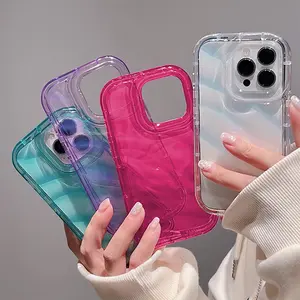 3D Laser Wave Texture Phone Case For iPhone 16 15 13 12 11 14 Pro Max 6 7 8 Plus X XR XS SE 2020 Shockproof Soft Silicone Cover