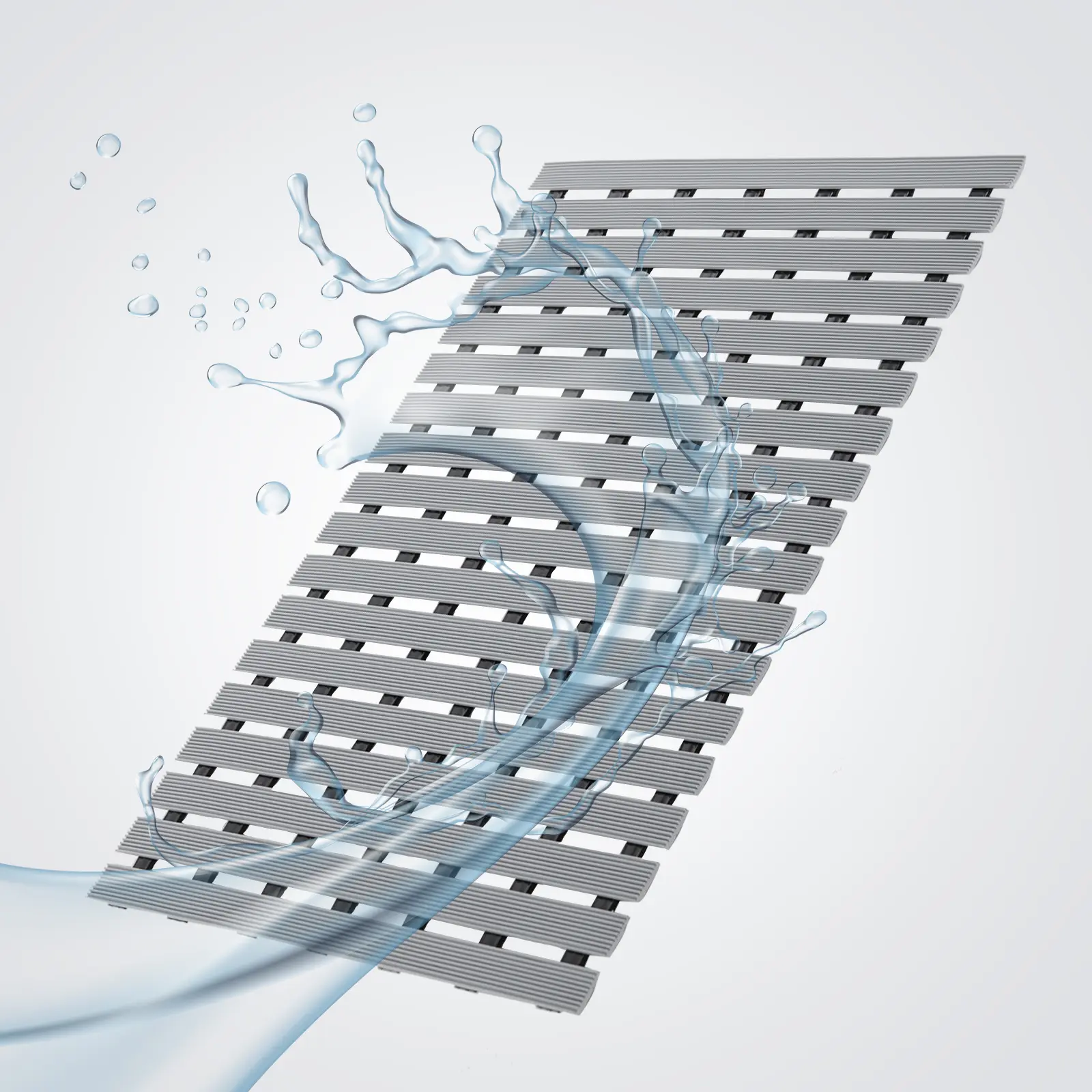 Non Slip Shower Mat - PVC Bathroom Mat, Sturdy Bath Mat Without Suction Cups for Indoor Outdoor Use, Bathtub Mat Non Slip Bath Mat for Tub Curlable Quick Drain, for Tub & Shower Easy Dry,Easy to Cut,Eco-Friendly (26" x 17" Grey)