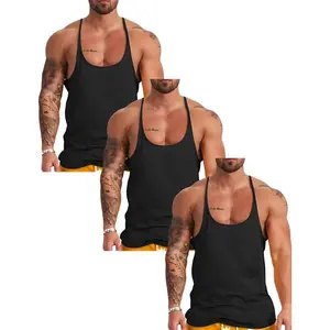 Men's 3-piece Y-shaped tight fitting vest, quick drying and breathable, comfortable, suitable for running in the gym as a sports vestRAIMENTRY