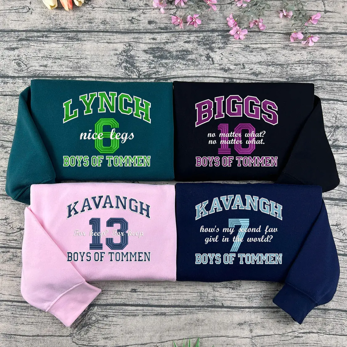 Boys of Tommen Embroidered Sweatshirt, Kavanagh 13 Lynch 6 Gibsie 7, Biggs 10, Binding 13 Merch, Vintage College Crewneck, Bookish Romance Gift