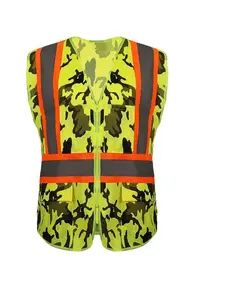2 Pieces Camouflage Pattern Safety Vest for Men and Women fx high High Visibility