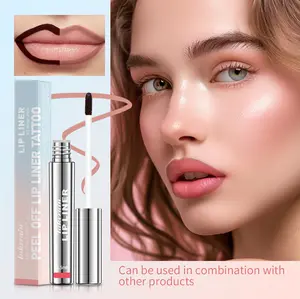 4Pcs Peel off Lip Liner Stain, Lip Gloss Lip Tint Set, Peel Off Nude Lipliner Makeup Velvet Matte Tattoo Peel Off Lip Liner Set Long-Lasting Waterproof Transfer-proof Brightening