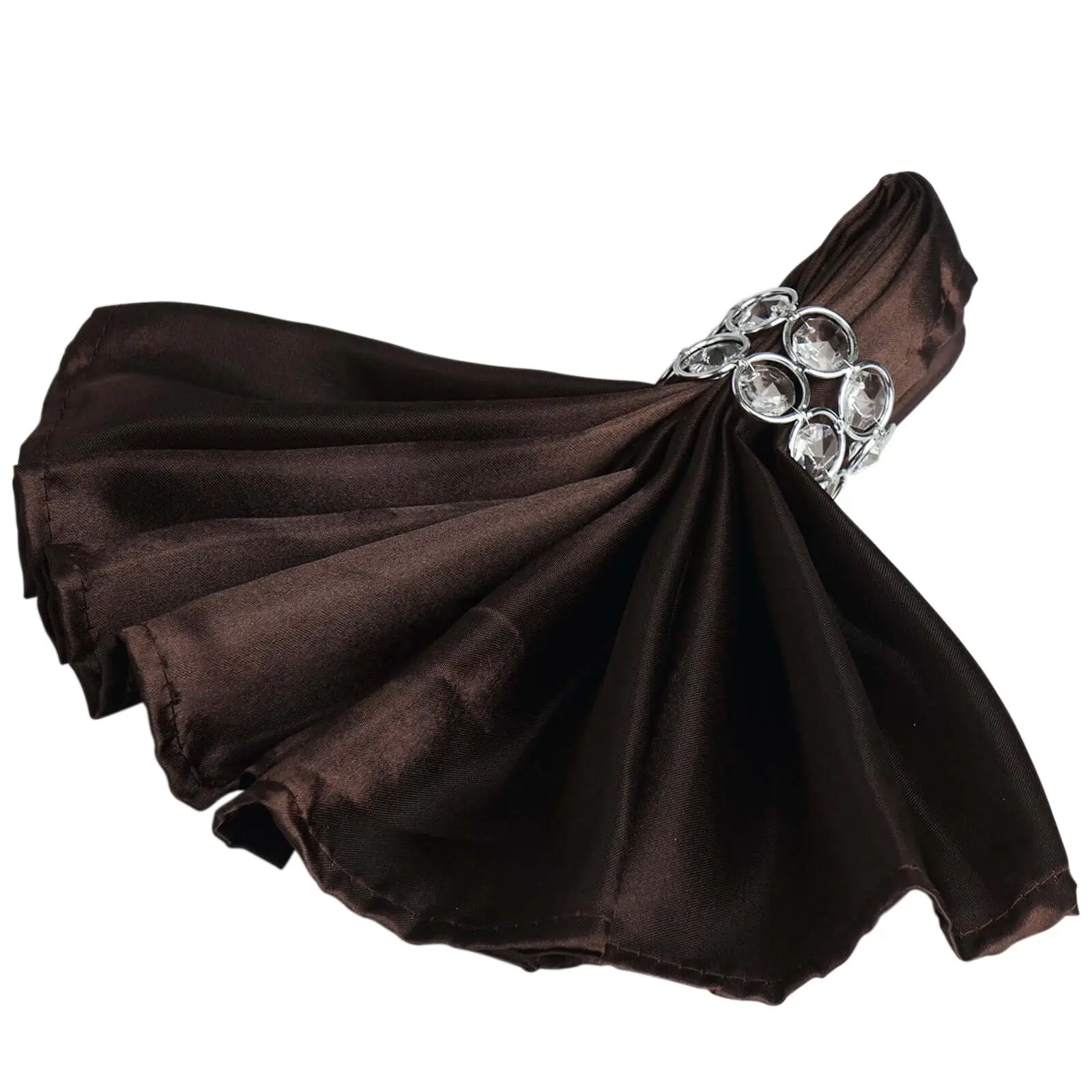 Reusable Fabric Multipack Napkins - 5-Pack 20"x20" Satin Chocolate Tableware Napkins for Weddings, Events, Dry Clean Compatible, Reusable Fabric Napkins