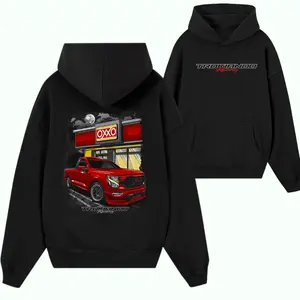 Trokiando Racing Hoodie – Red Street Truck Graphic Sweatshirt, OXXO Night Scene Truck Hoodie, Mexican Truck Culture Apparel for Trokiando Fans