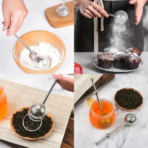 Stainless Steel Flour Sifter, Single Hand Operation Baking Sifter, Baking Tool for Cake & Spice